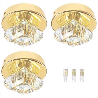 Imagem de Kit 3 Spot Cristal Sobrepor Redondo Sala Quarto Bet46 + Led