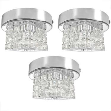 Imagem de 3 Plafon Spot Cristal Sobrepor Prata Polido Banheiro Bet45 - Acienda