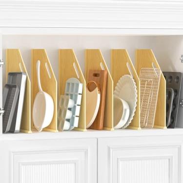 Imagem de sandpaint Pacote com 6 divisórias de bandeja de madeira para armário, organizador de folhas de biscoito para armários, divisórias de armário de cozinha sem corte, bandejas de biscoito para cozinha