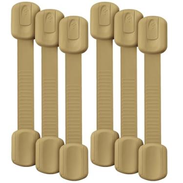 Imagem de Bates- Fechaduras de alça de segurança para crianças, pacote com 6, fechaduras pretas para armário de bebê, fechaduras de vaso sanitário à prova de bebê, fechaduras de gaveta à prova de crianças