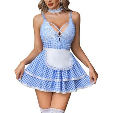 Imagem de Avidlove Lingerie de empregada para mulheres, roupa sexy, conjuntos de lingerie Babydoll, lingerie M