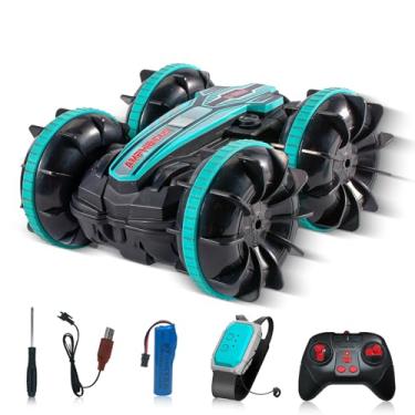 Imagem de Carro Anfíbio Controle Remoto 2.4GHz, Tração 4x4, Resistente à Água Profunda, Rotação 360°, Bateria Recarregável 1200mAh, Kit Completo para Terreno e Água