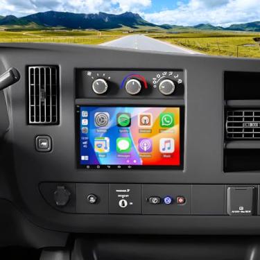 Imagem de Atualização estéreo de rádio do carro Android 13 para Chevrolet Express 2008-2024, tela sensível ao toque de 20 cm, unidade de cabeça GPS Navi, substituição de rádio duplo Din com carplay sem fio e