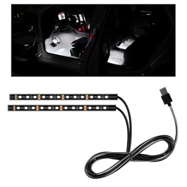 Imagem de MUQIDA Fita de LED para carro, lâmpada de atmosfera interior automotiva de 12 V 24 LEDs com porta USB, faixa decorativa de luz noturna neon ambiente para veículo sob o painel, acessórios universais