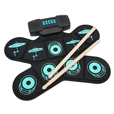 Imagem de aqxreight Conjunto de Bateria Eletrônica Portátil Dobrável Alto-falantes Estéreo Duplos Integrados Com 9 Teclas para Iniciantes Adultos Mudam para Aprendizagem e Alto-falantes Compatíveis Em Efeito
