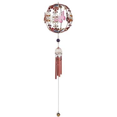 Imagem de ICE ARMOR 76 cm de comprimento, 3 borboletas, forma de globo de vento, carrilhão de vento com pedra de cobre, escultura, ornamento, decoração de jardim, ideias para inauguração de casa, feriados e