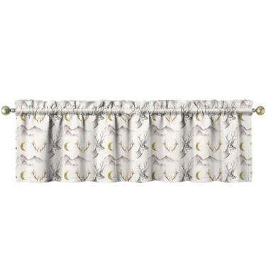 Imagem de Tapesb Corpete de cozinha com chifres de veado engraçado cortinas de janela pequenas sobre a pia essenciais para decoração de cozinha, quarto, lavanderia, 46 x 137 cm