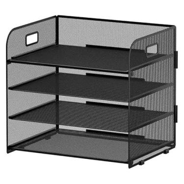 Imagem de Organizador de Mesa Aramado com Gaveta Porta Papéis para Escritório e Home Office,Ideal para Profissionais e Estudantes(4 Camadas S/Gaveta)