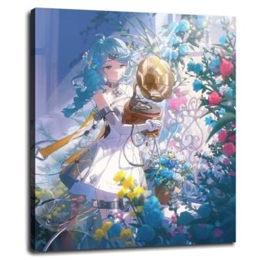 Imagem de Pôster de gramofone 1104 tranças impressões em tela Ahoge arte de parede para casa 1 painéis decorações com moldura 50.8 cm x 40.6 cm