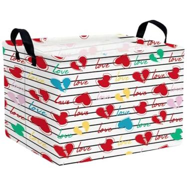 Imagem de MYFLOCY Cesto grande para o dia dos namorados, caixa de armazenamento em forma de coração para presentes, organizador dobrável, decoração de quarto (barra de cruz preta, amor)