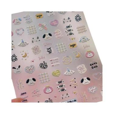 Imagem de Adesivos De Unha 5D Coelho Pêssego Vermelho Japonês Kawaii Em Relevo A