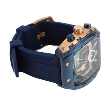 Imagem de Cryfokt Relógio de Quartzo Multifuncional Preciso, Mostrador Grande, Cronógrafo, Relógio de Pulso para Homens, Negócios, Casual, Liga Resistente à água (Azul)