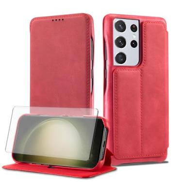 Imagem de Asuwish Capa de celular para Samsung Galaxy S23 Ultra 5G carteira celular com protetor de tela de vidro temperado e suporte de cartão de couro PU flip acessórios S23Ultra 23S S 23 23Ultra 17.3 cm