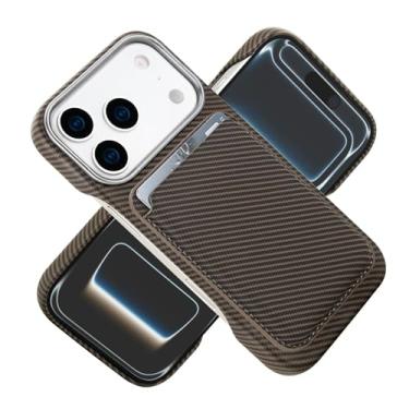 Imagem de Carteira magnética com textura de fibra de carbono para iPhone 17 / 17 / 17 Pro / 17 Pro Max, slot para cartão separado e capa protetora (marrom, 17 Pro)