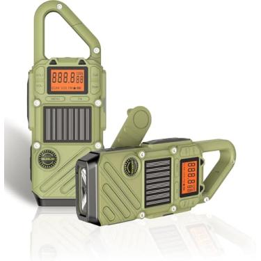 Imagem de Walkie Talkie adulto recarregável com manivela solar de emergência com FM/NOAA, alerta meteorológico, lanterna LED, carregamento USB e sirene SOS de longo alcance (2) - rádio