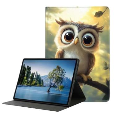Imagem de DHEEBFWE Capa para Samsung Galaxy Tab A11 Plus/A9 Plus 28 cm 2025/2023, capa fina de couro PU leve com despertar/hibernar automaticamente, ângulos de visualização ajustáveis. Arte de coruja fofa