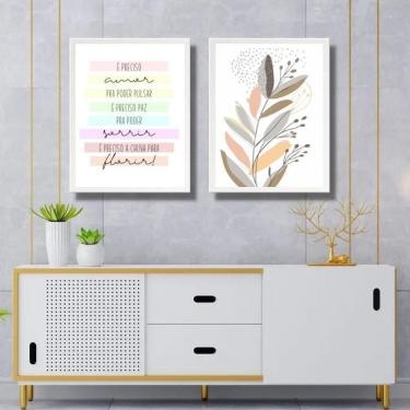 Imagem de Kit 2 Quadros Suaves Boho Para Sala 45X34Cm