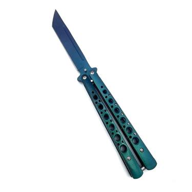 Imagem de Canivete De Manobras Profissional Bsl-6 Butterfly Aço Inox Corte Fade Verde Roxo