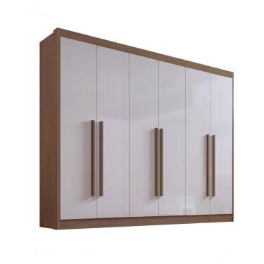 Imagem de Guarda Roupa Casal 6 Portas 7 Gavetas Com Pés Athos - D' Doro Castanho/off White