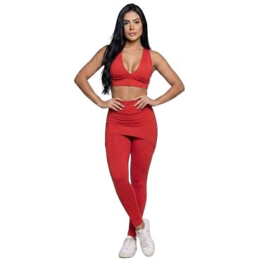 Imagem de Conjunto Top Bojo e Calça Saia Vekyo Tapa Bumbum Roupa Para Academia Moda Fitness Musculação-Feminino