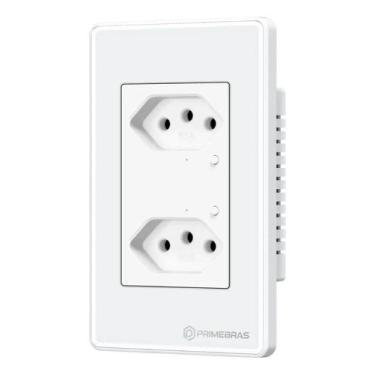 Imagem de Tomada Dupla Inteligente Wifi Primebras 2 Canais Cor Branco