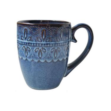 Imagem de Caneca de cerâmica vintage 500ml com padrão retrô para café da manhã -