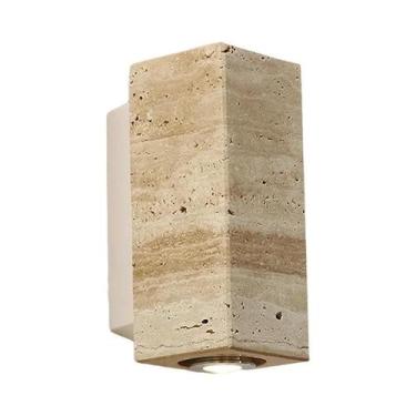 Imagem de Luminária De Parede LED Em Mármore Amarelo Para Quarto, Sala De Estar,