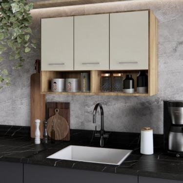 Imagem de Armário Para Cozinha Aéreo 3 Portas Nicho Suspenso Moderno Organizador