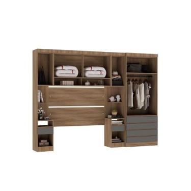 Imagem de Guarda Roupa Casal Modulado 6 Portas E 6 Gavetas Veneza Avelã Pf-cinza