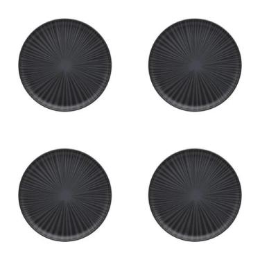 Imagem de Conjunto Com 4 Pratos De Sobremesa 20Cm Flat Ônix Preto Oxford