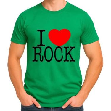 Imagem de Camisa Camiseta de Algodão Masculina Feminina Unissex  I Love Rock  Eu