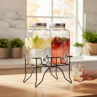 Imagem de Conjunto Suqueira Dupla Vidro 2x4 Litros Com Suporte Metal - Yeet