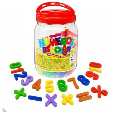 Imagem de Brinquedo Números E Alfabeto Escolar Pote Com 150 Peças - Pica pau