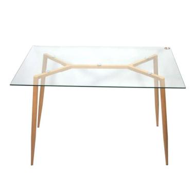 Imagem de Mesa de Jantar em Vidro 120X80cm Eames Eiffel com Base de Madeira RF4127 Mozaic