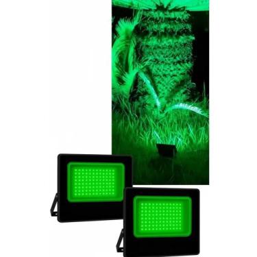 Imagem de Kit 2 Holofotes LED Verde 50W 127/220V Jardim Casa - Congratulations S