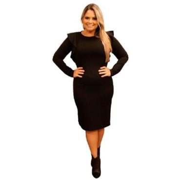 Imagem de Vestido Preto Tubinho com Babado - Maria Poá, M - 42, Preto