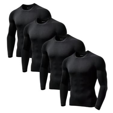 Imagem de Kit 4 Blusas Manga Comprida Térmica Masculina Tecido Gelado Frio e Cal