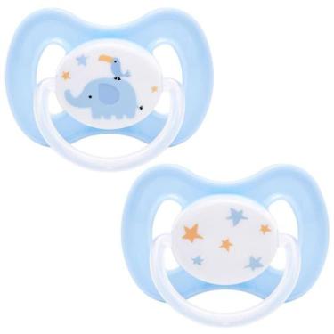 Imagem de Kit 2 Chupetas Buba Comfort Tam 2 Noturna Elefante Azul