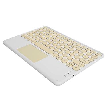 Imagem de Controlador de teclado sem fio portátil, teclado sem fio, design ultrassim, formato ergonômico para escritório para casa(amarelo)