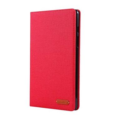 Imagem de CHAJIJIAO Capa ultrafina para Galaxy Tab A8.0 T290 / T295 (2019) Capa de couro PU horizontal flip de tecido com suporte e compartimentos para cartões (preto) Capa traseira para tablet (cor vermelha)