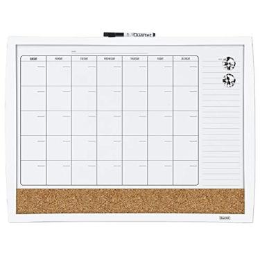 Imagem de Quartet Combinação de calendário magnético e quadro de cortiça, 43 cm x 58 cm, conjunto de quadro branco e quadro de cortiça, moldura curvada, branco (38097-WT)