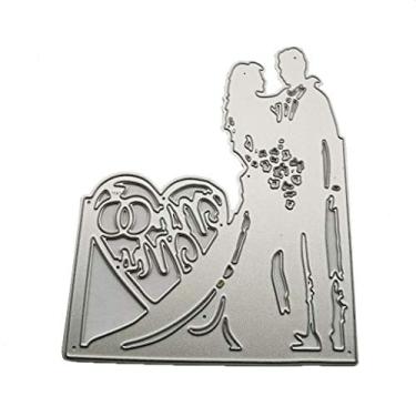 Imagem de Cortes de metal para casais de corações, noivos e noivas, matrizes de corte de metal para casais, faça você mesmo scrapbooking matrizes de corte de artista para álbum, cartões de papel decorativos, moldes de artesanato para fabricação de cartões
