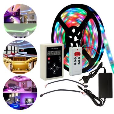 Imagem de Fita De Led Digital 12V RGB 6803 De 5M Com 328 Efeitos Proteção Silicone IP67 Com Controlador, Controle Remoto E Fonte