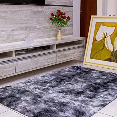 Imagem de Tapete Sala, Quarto Peludo Felpudo Macio e Luxuoso 2,00m x 1,50m – Cinza Mesclado.