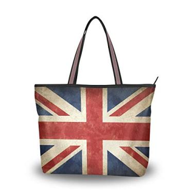 Imagem de My Daily Fashion Bolsa de ombro feminina vintage bandeira do Reino Unido grande, Multicoloured, Medium