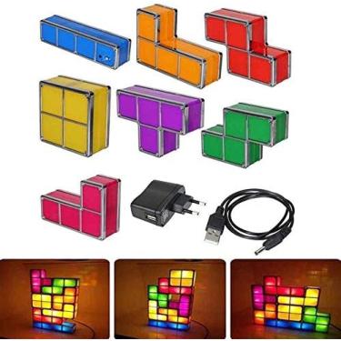Imagem de Luzes De Tetris, Quebra-cabeças Empilháveis ​​DIY De 7 Peças, Luz Noturna De Bloqueio Por Indução LED, Luminária De Mesa De Brinquedo 3D, Luzes Infantis,Freedom76