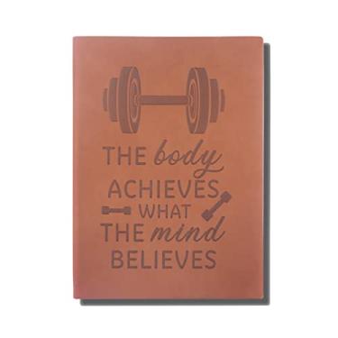 Imagem de O corpo alcança o que a mente acredita, caderno de bordo engraçado, planejador diário de alimentos e perda de peso, caderno de fitness, caderno de instrutor de fitness (Dody)