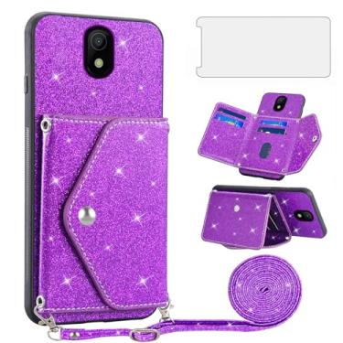 Imagem de Asuwish Capa de telefone para Nokia C100 4G LTE N152DL capa carteira com protetor de tela de vidro temperado e alça transversal cordão Bling Glitter suporte para cartão de crédito C 100 100C 5.45 2022