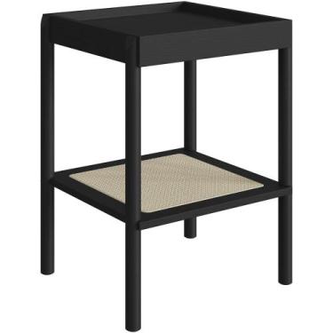 Imagem de Mesa Lateral Para Sala de Estar Pés Madeira Moss A03 Nero Preto - Lyam