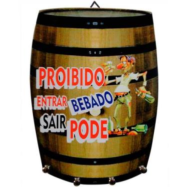 Imagem de Porta Chaves Barril Chaveiro Decorativo em Madeira - Proibido Entrar B